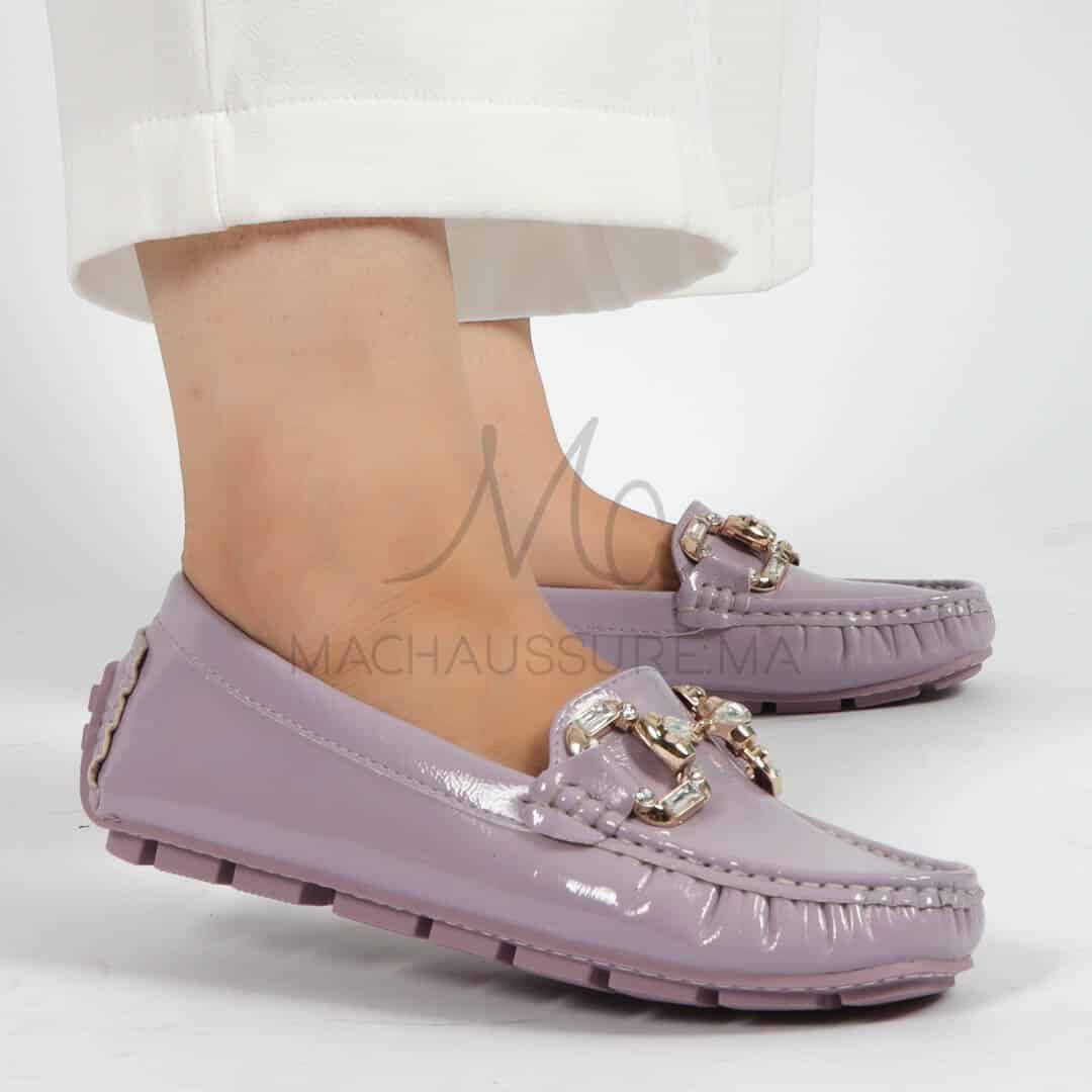 Perles – mocassins femmes en VEMauve.