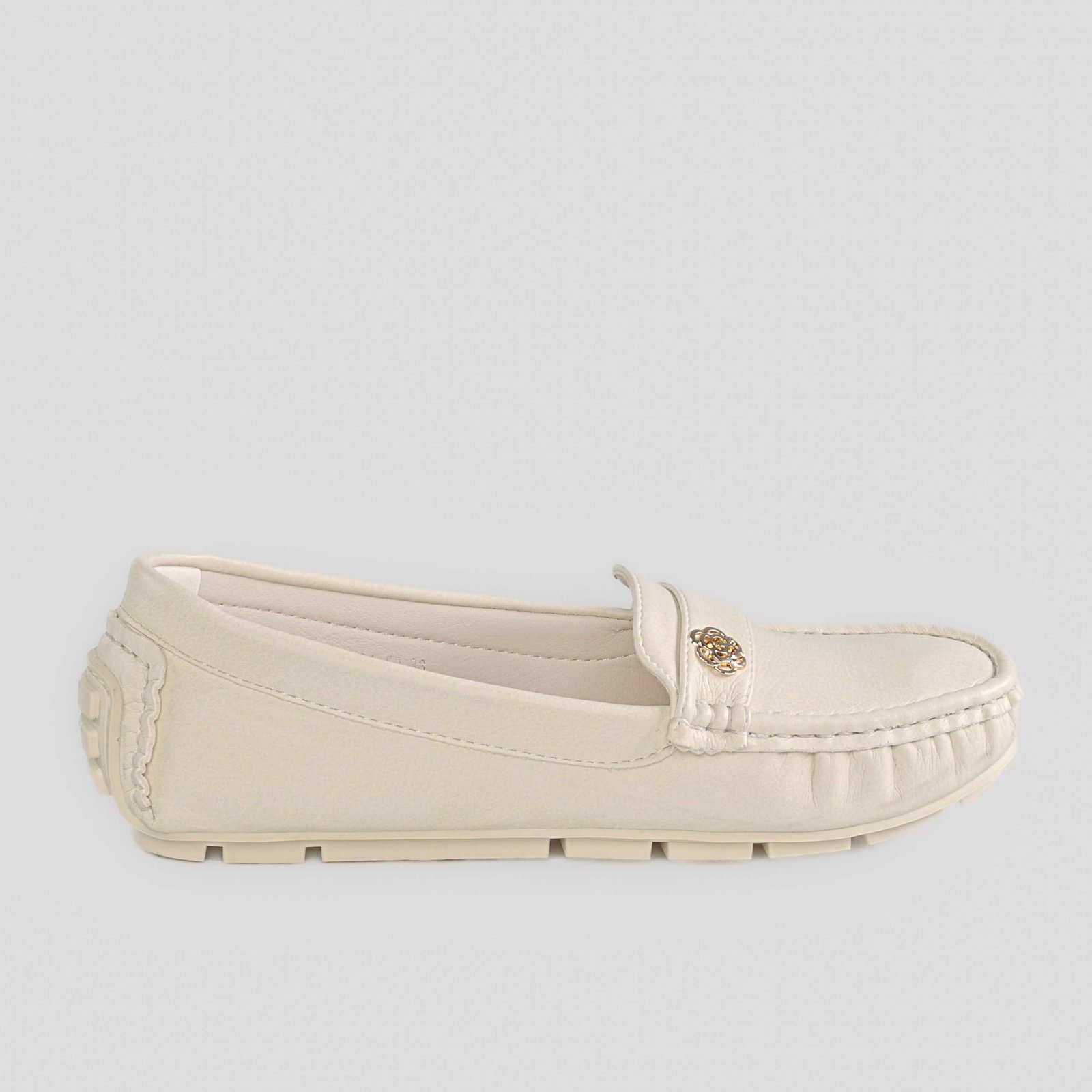 Flower – Mocassins Femmes en Blanc cassé.