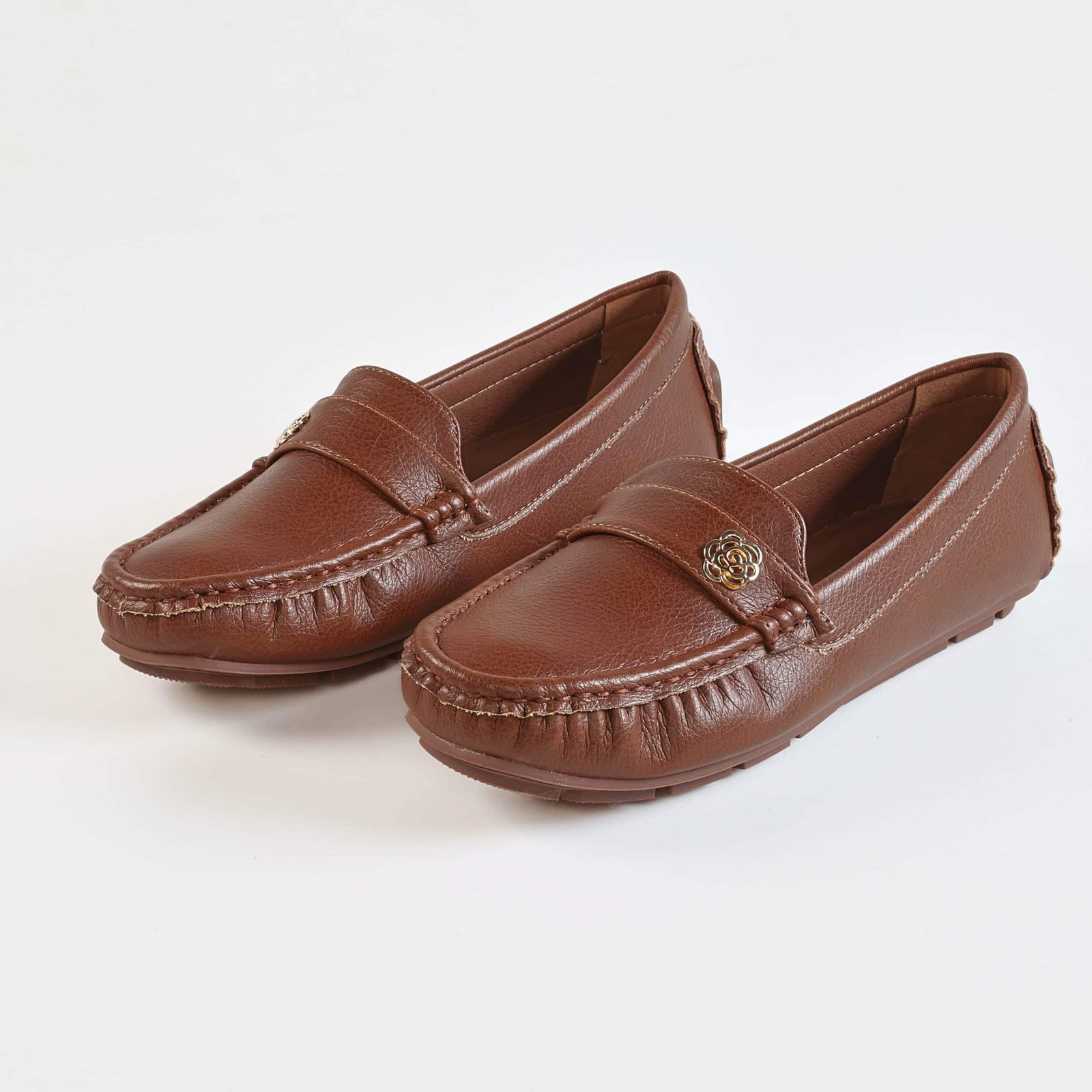 Flower – Mocassins Femmes en Coffee.