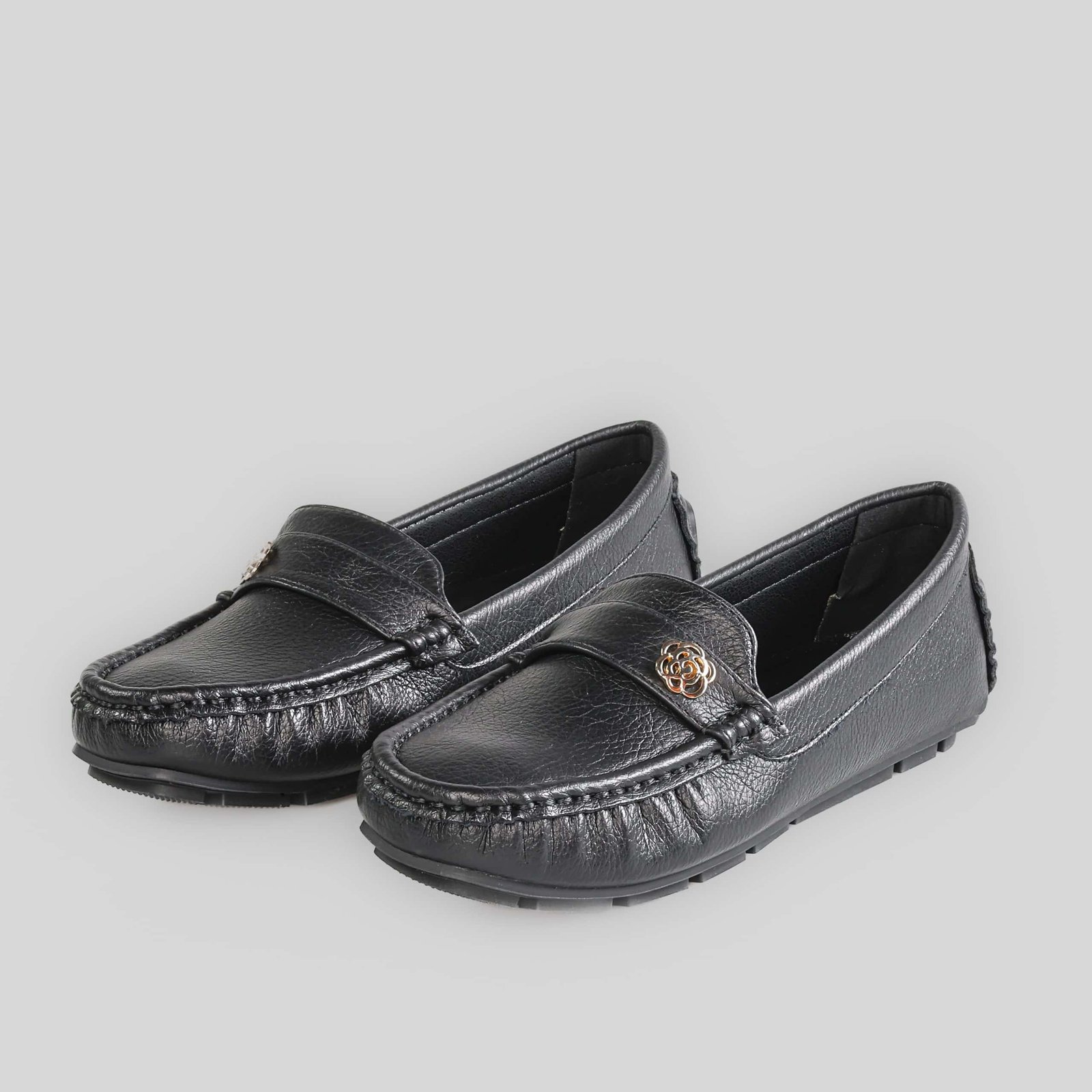 Flower – Mocassins Femmes en Noir.