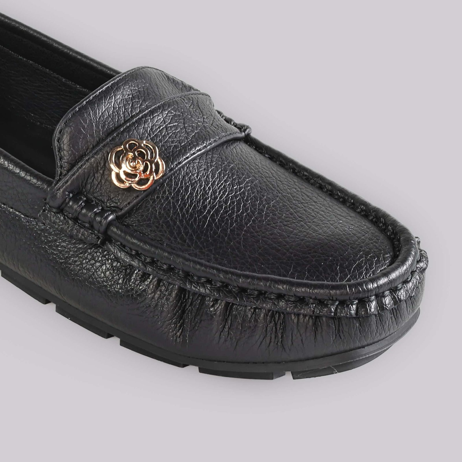 Flower – Mocassins Femmes en Noir.