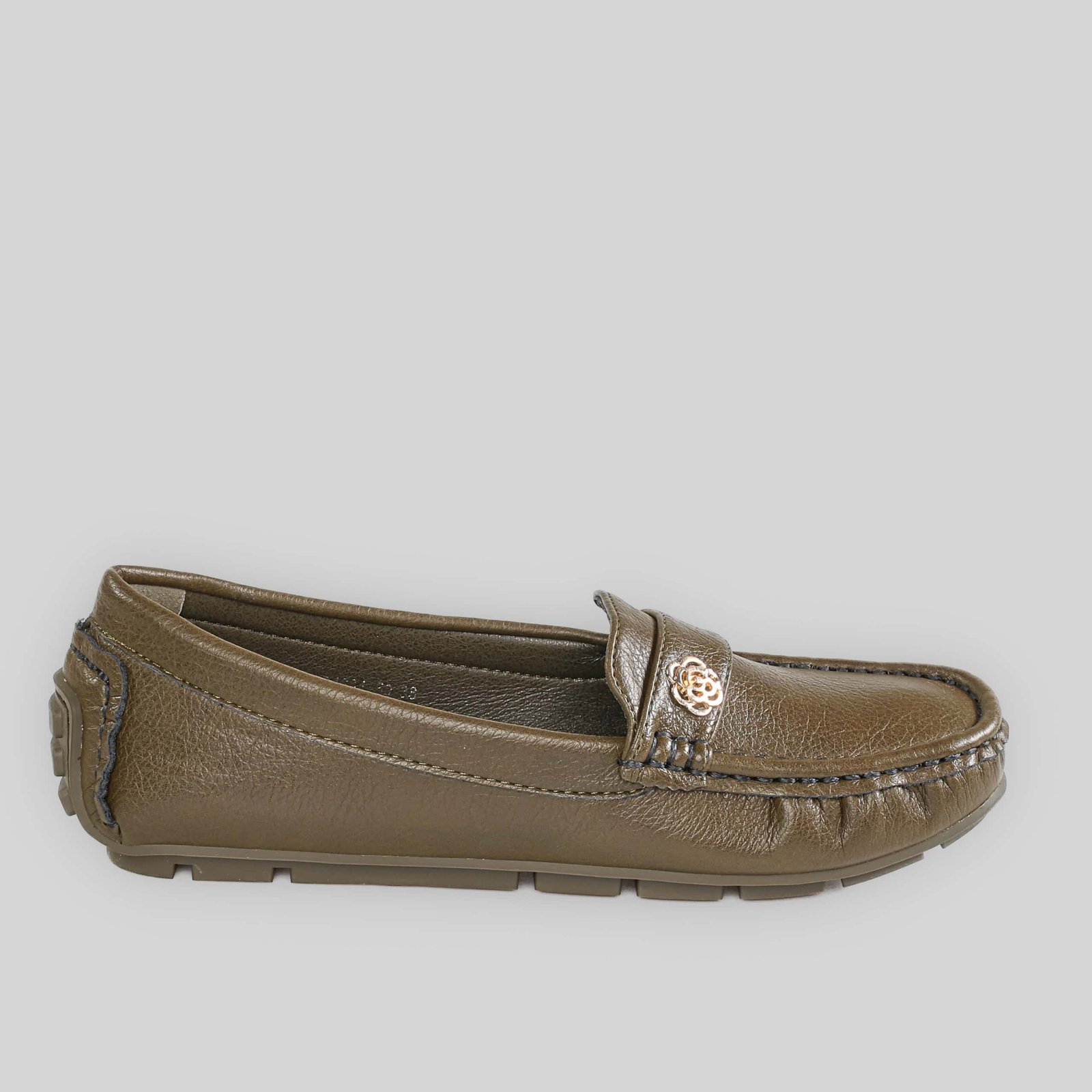 Flower – Mocassins Femmes en Olive.