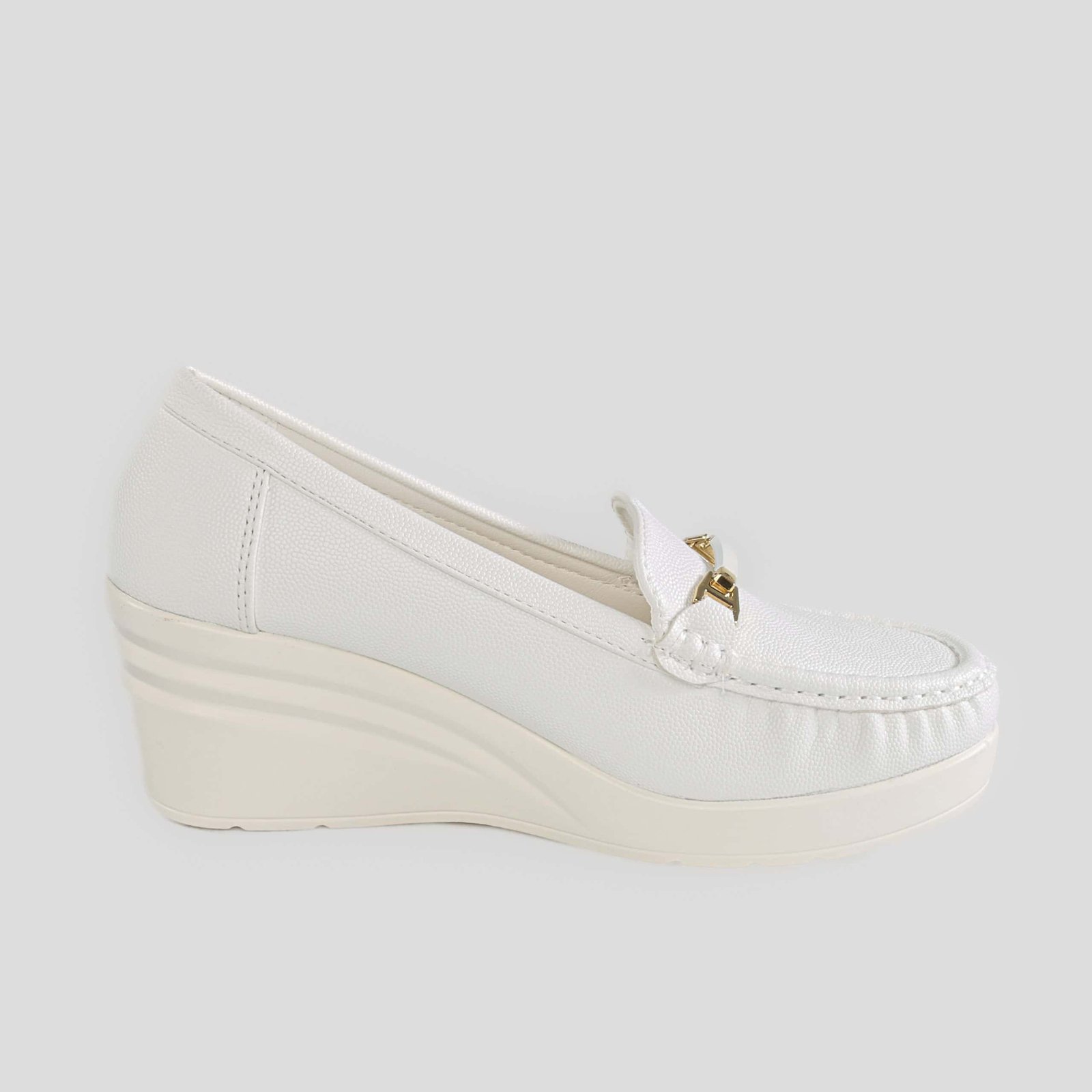 Alba – Mocassins compensées en Blanc.