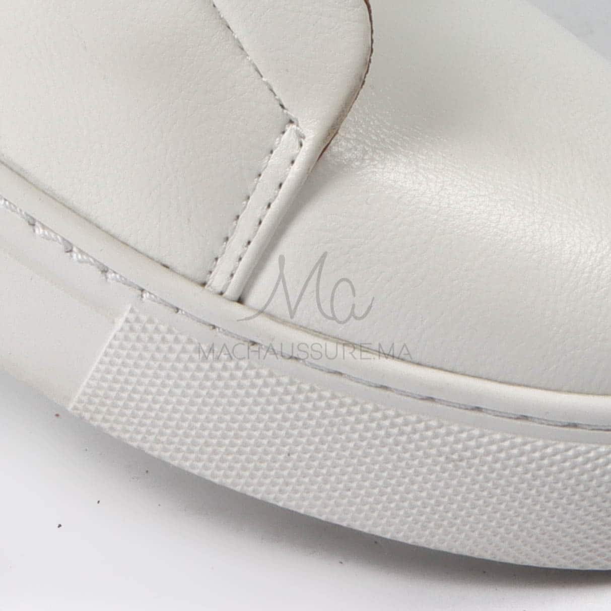 Quantum - Baskets Hommes en Cuir Blanc.