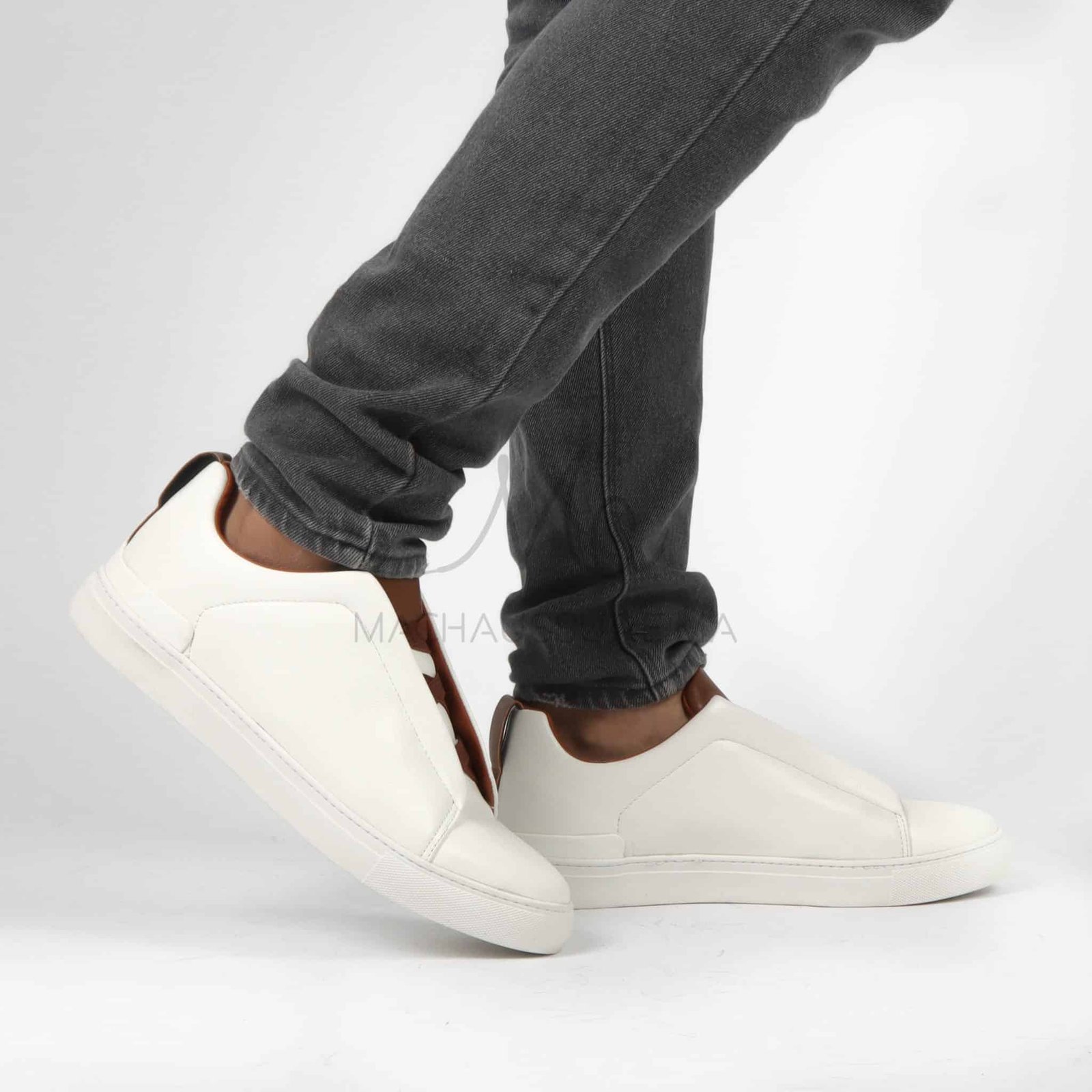 Quantum - Baskets Hommes en Cuir Blanc.