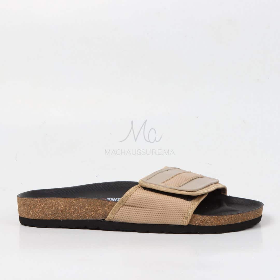 Sandales Plates confortable en Beige.