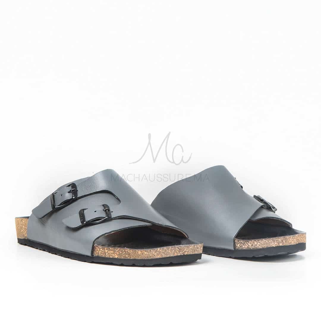 Sandales Homme 100% Cuir en Gris.