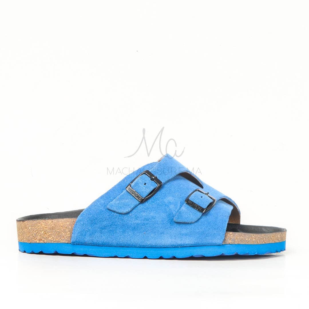 Sandales homme 100% Daim en Bleu Roi.
