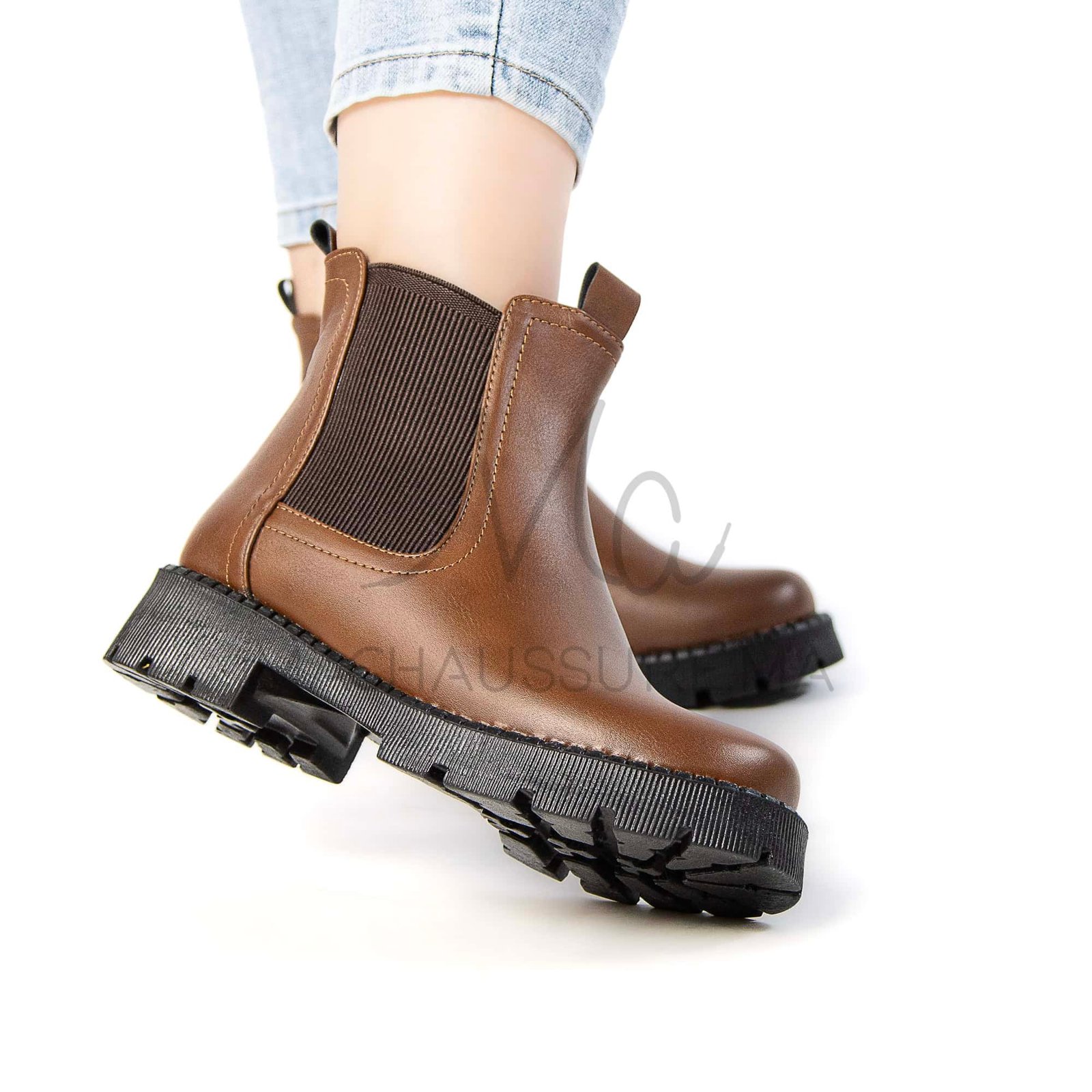 Brocard – Bottines Femmes en Tabac avec semelle Noir.