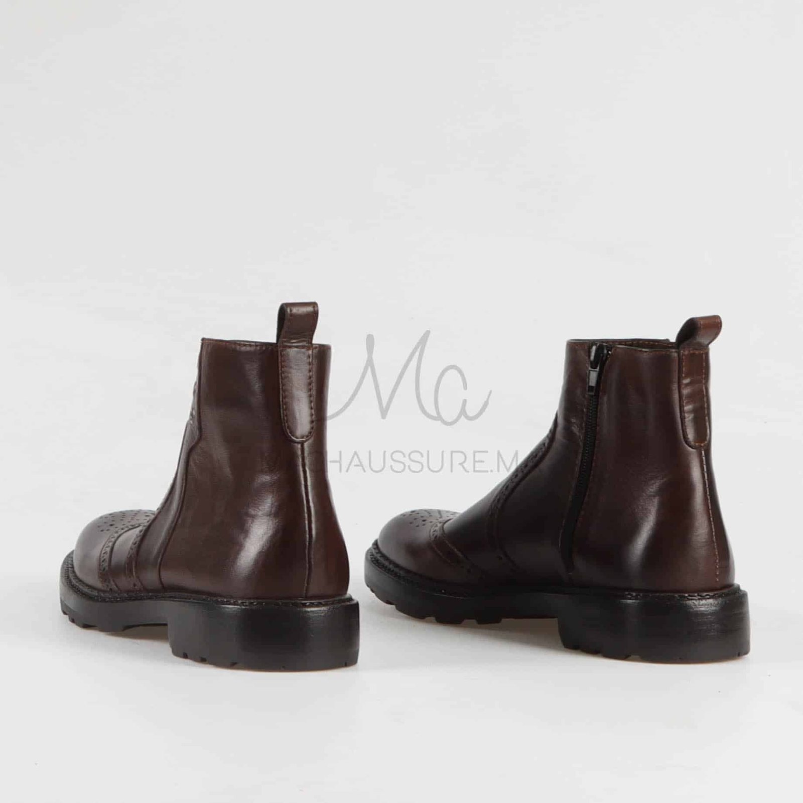 Boots Hommes 100% Cuir en Marron.