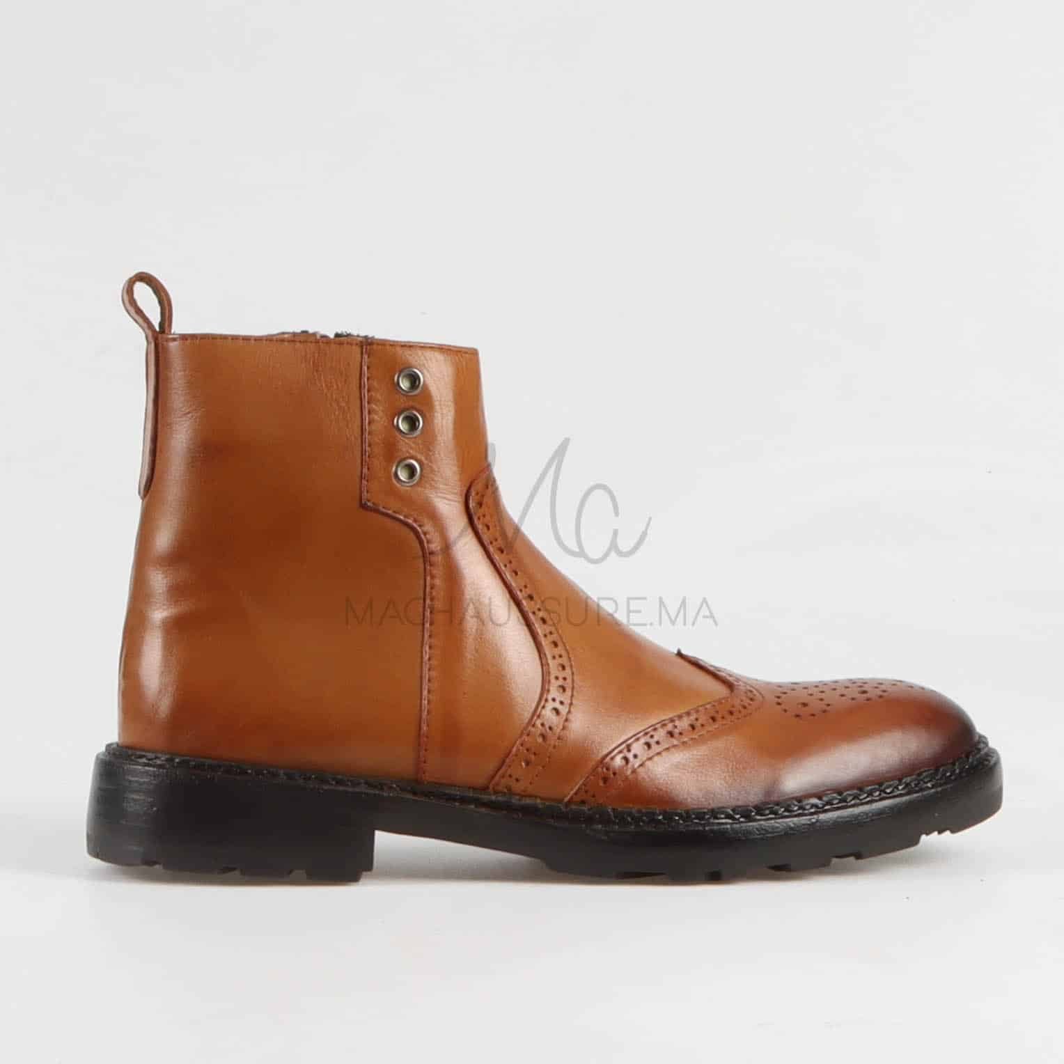 Boots Hommes 100% Cuir en Tabac.