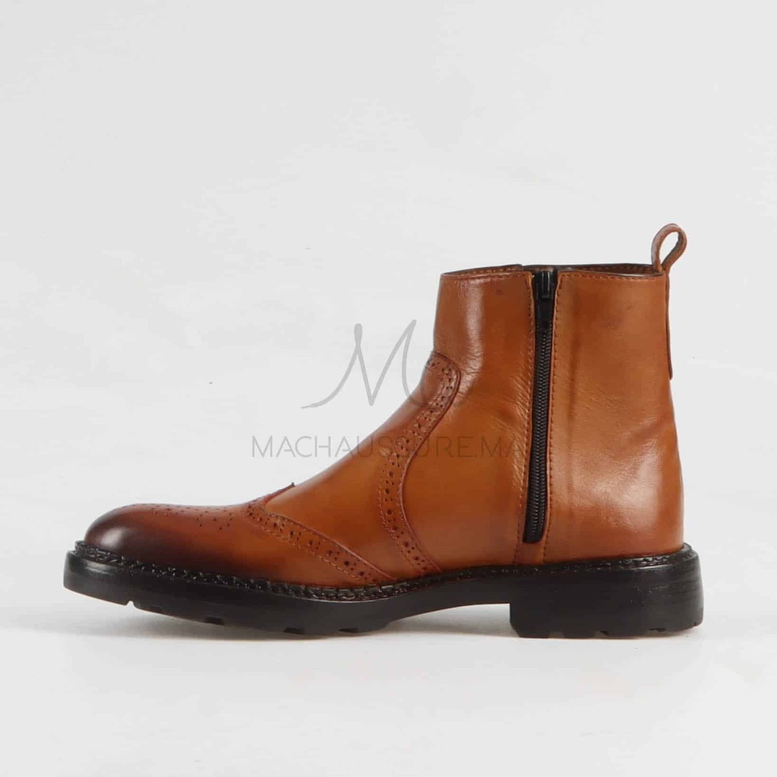 Boots Hommes 100% Cuir en Tabac.