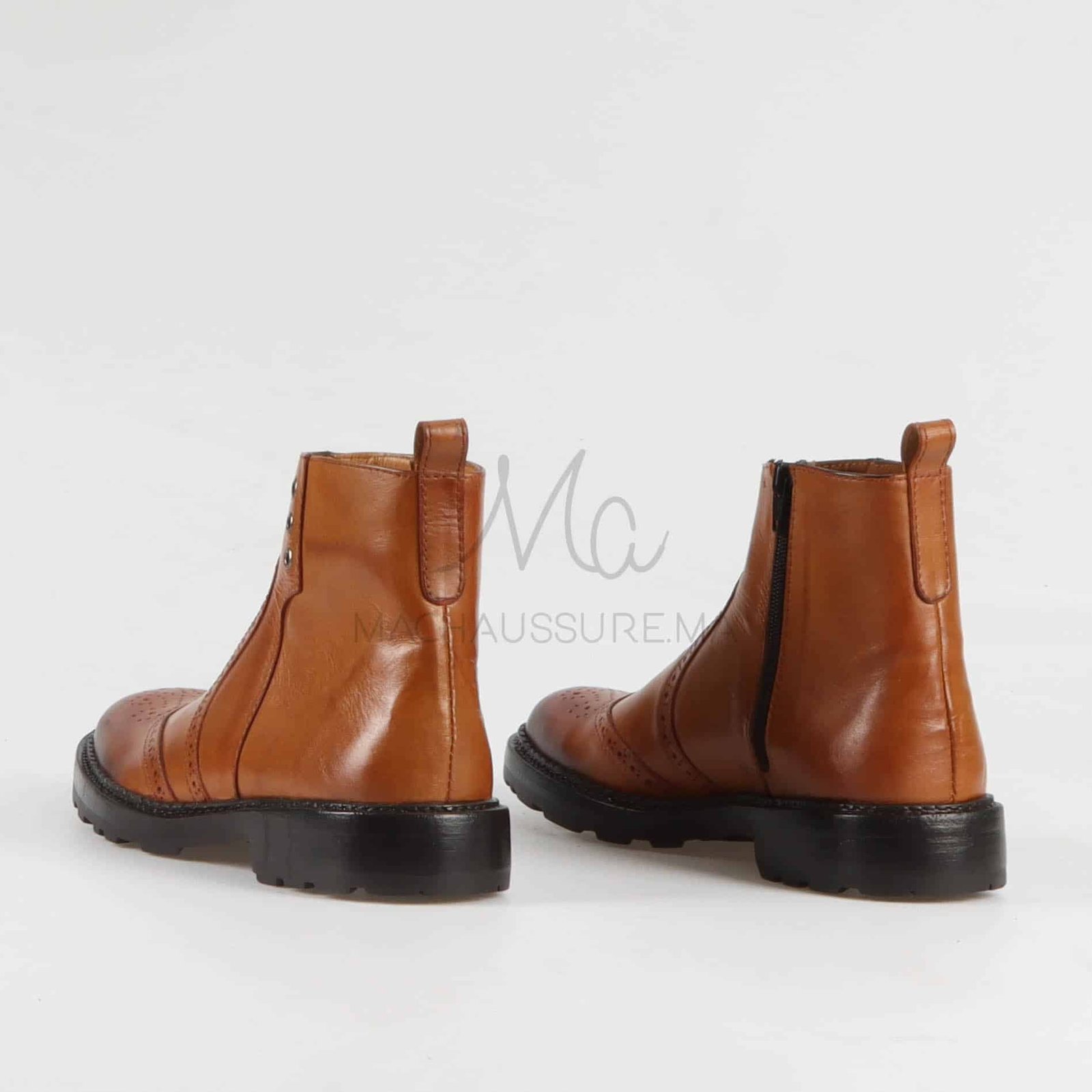 Boots Hommes 100% Cuir en Tabac.