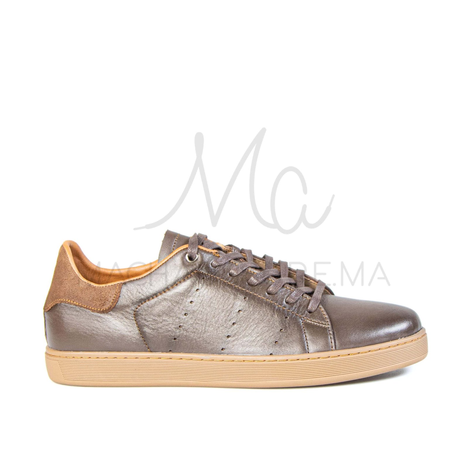 Magnat – Baskets hommes en cuir Tabac.