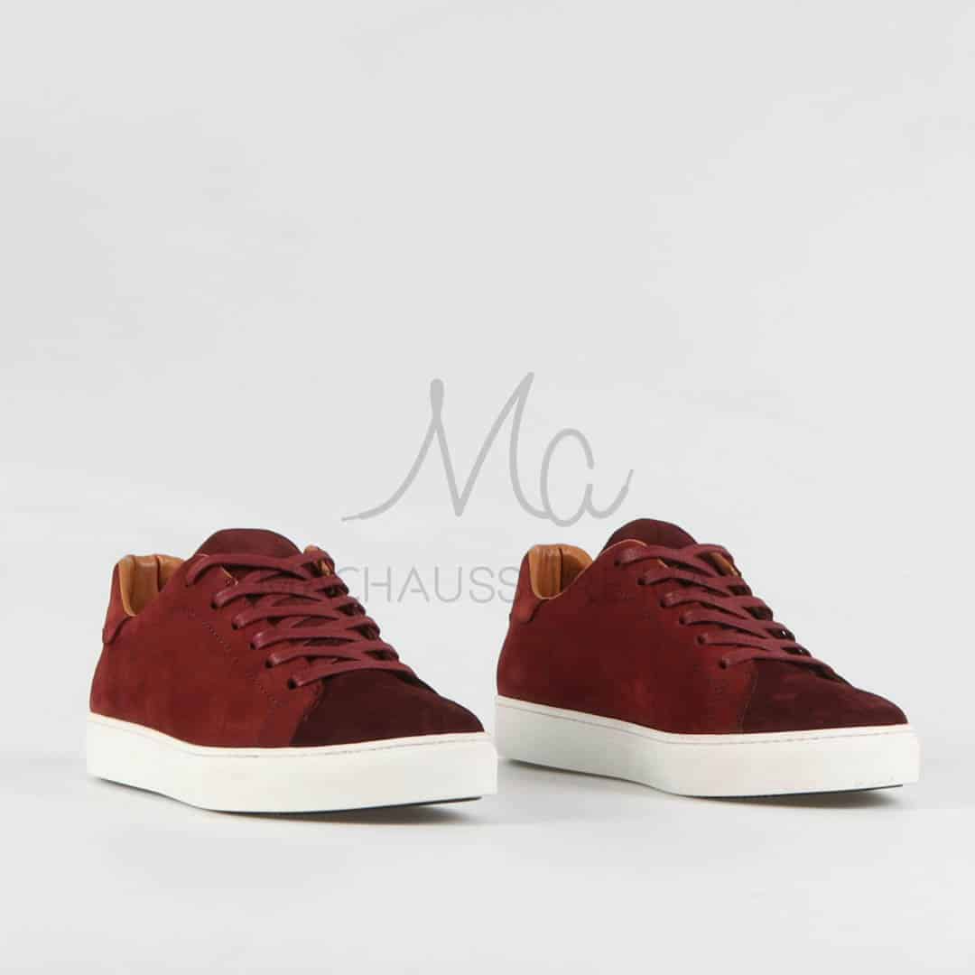 Elite – Baskets hommes en cuir Grenat.