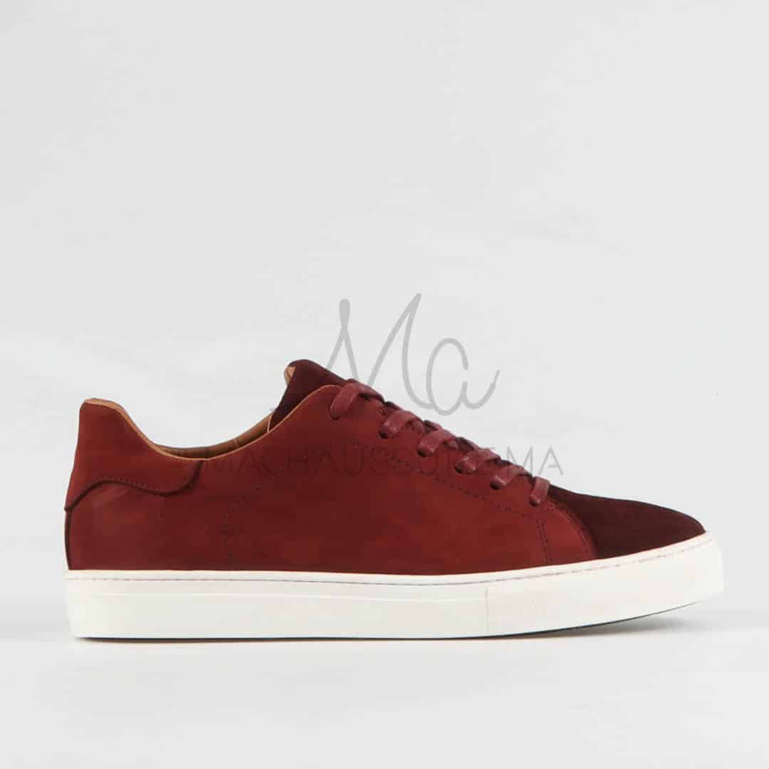 Elite – Baskets hommes en cuir Grenat.