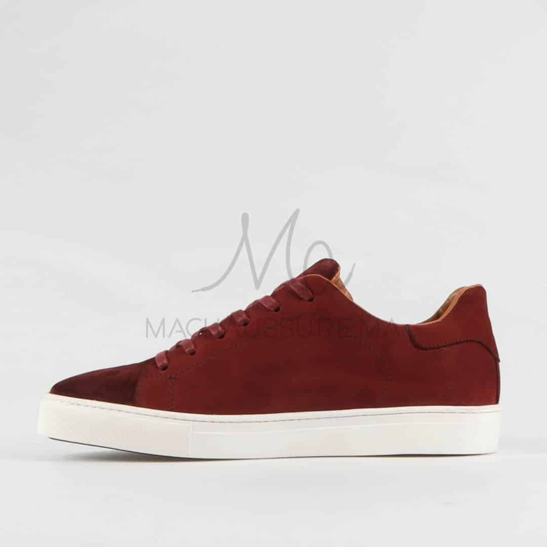 Elite – Baskets hommes en cuir Grenat.