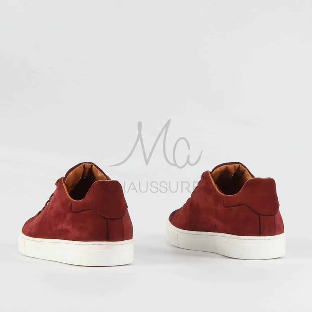 Elite – Baskets hommes en cuir Grenat.