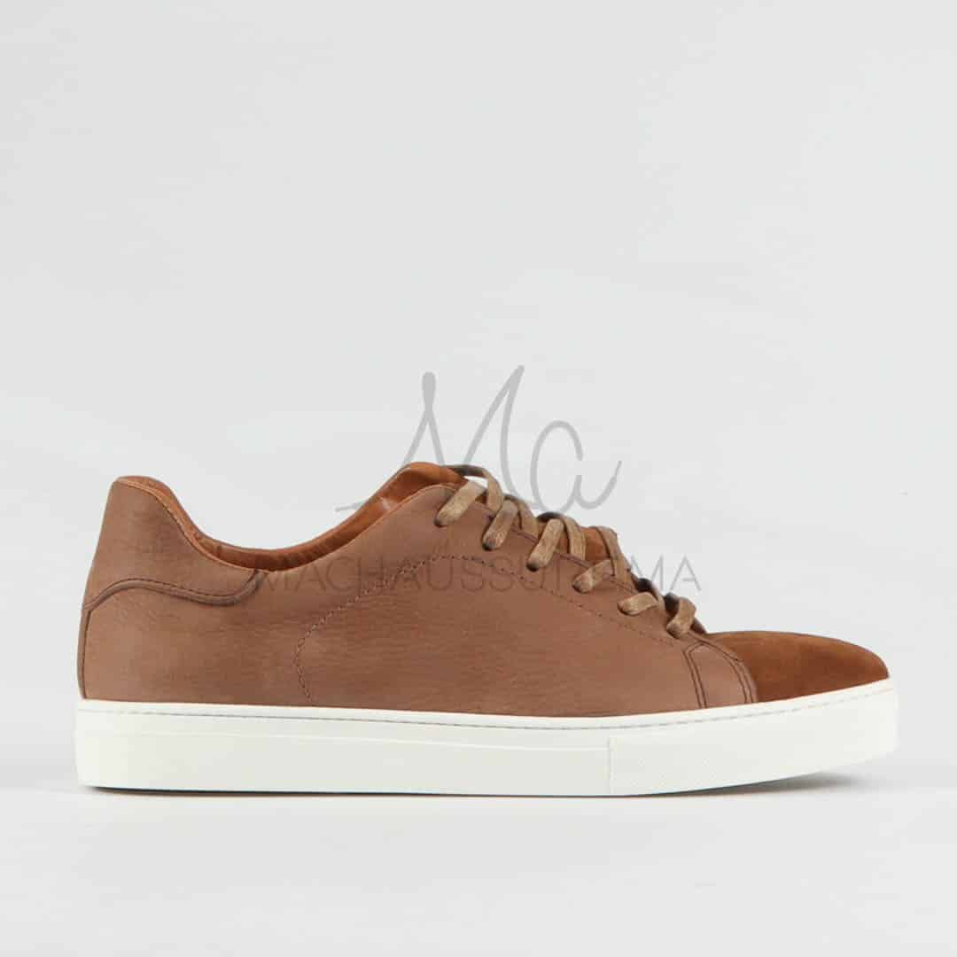 Elite – Baskets hommes en cuir Kaki.