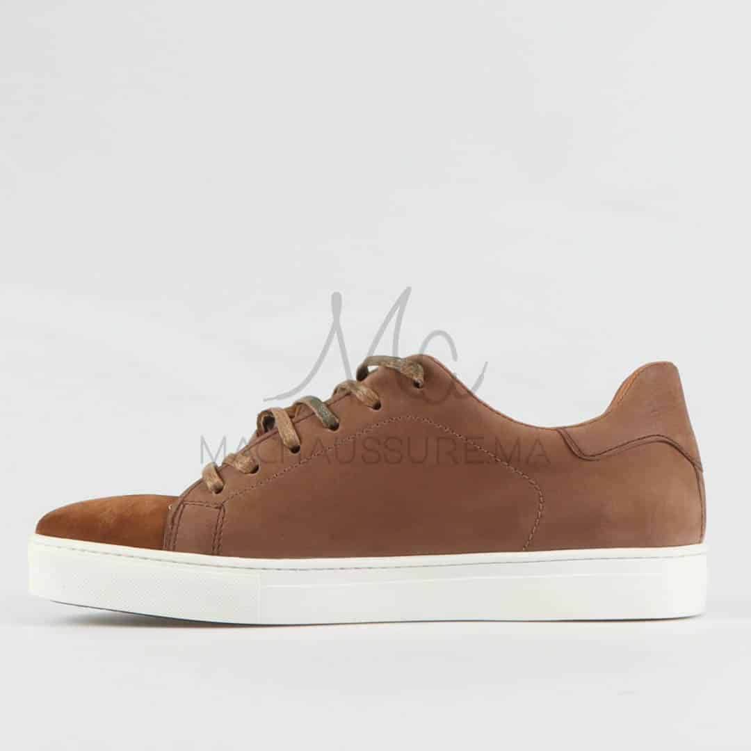 Elite – Baskets hommes en cuir Kaki.