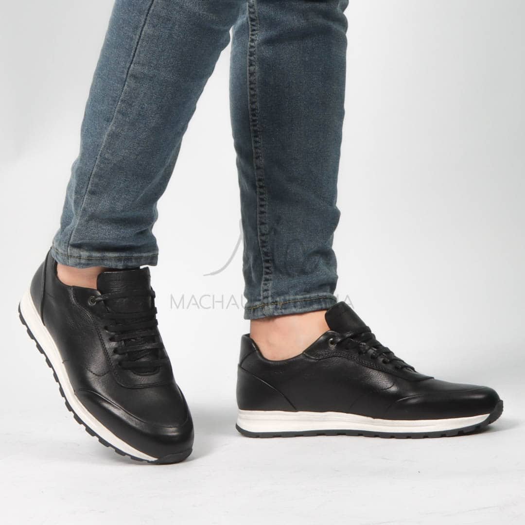 CityStroll - Baskets Hommes 100% Cuir – Noir.