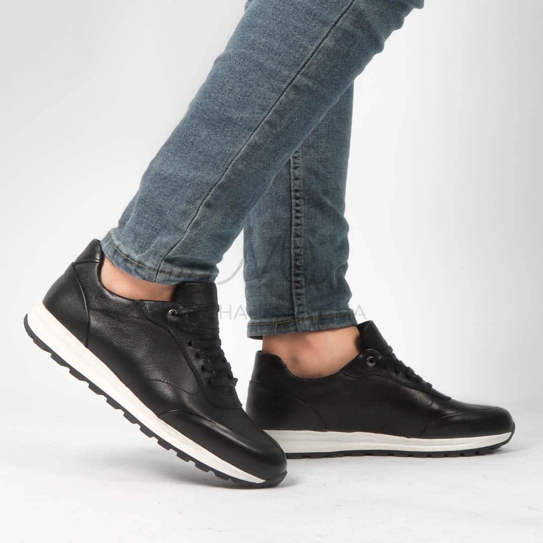CityStroll - Baskets Hommes 100% Cuir – Noir.