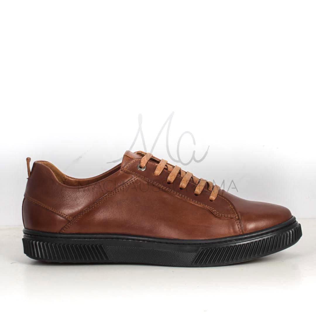 Asher Baskets Basses en cuir - Tabac.
