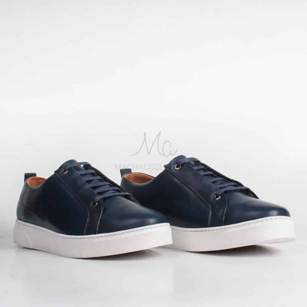Ethan Baskets Basses en cuir - Bleu.