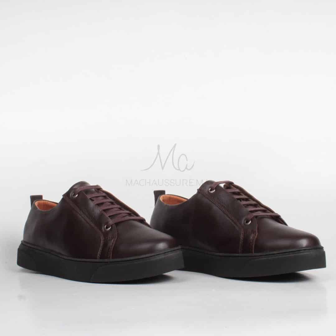 Ethan Baskets Basses en cuir - Marron.