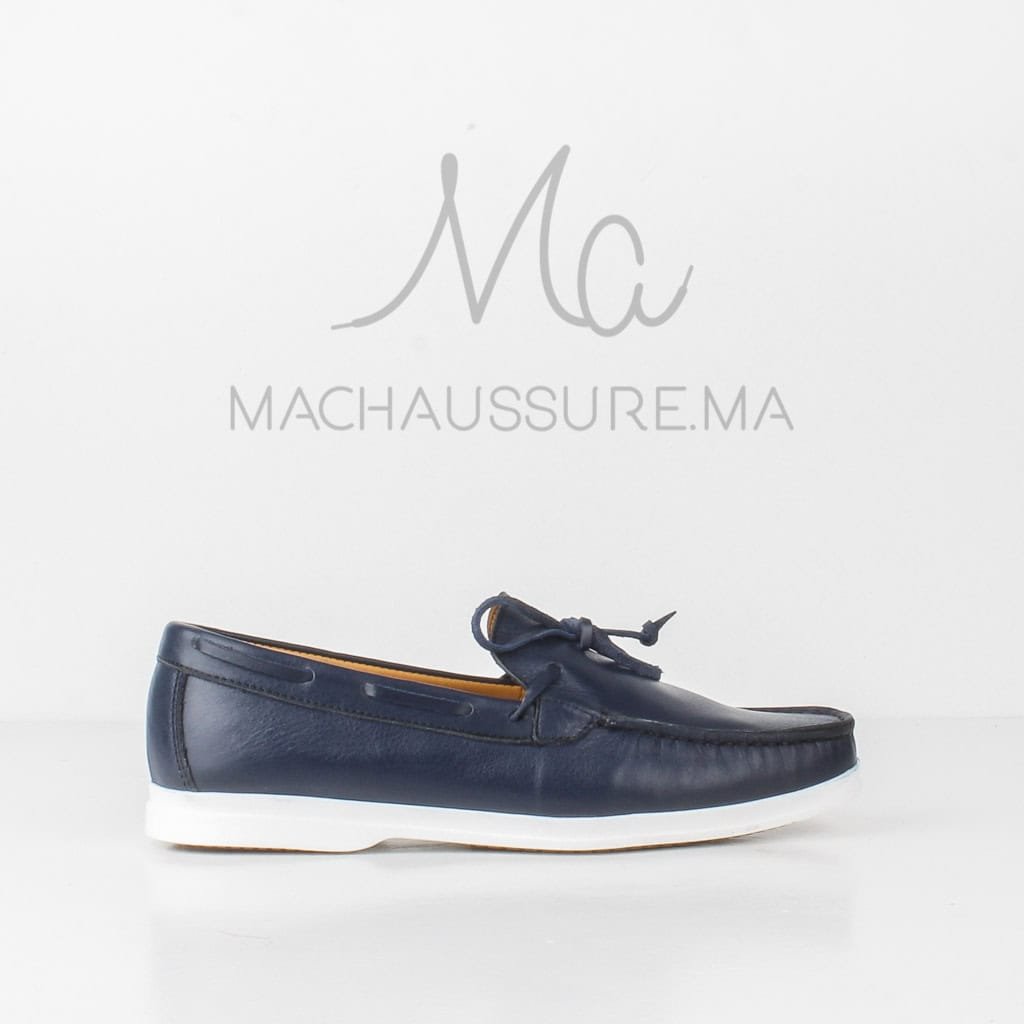 PIER-ONE Chaussures bateau en Cuir Bleu.