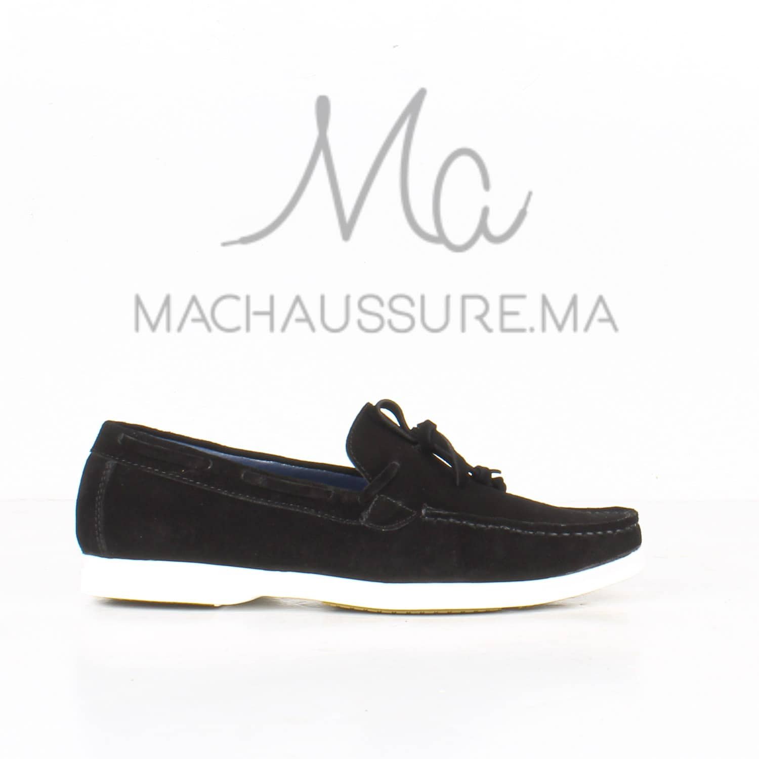 PIER-ONE Chaussures bateau en Daim Noir.