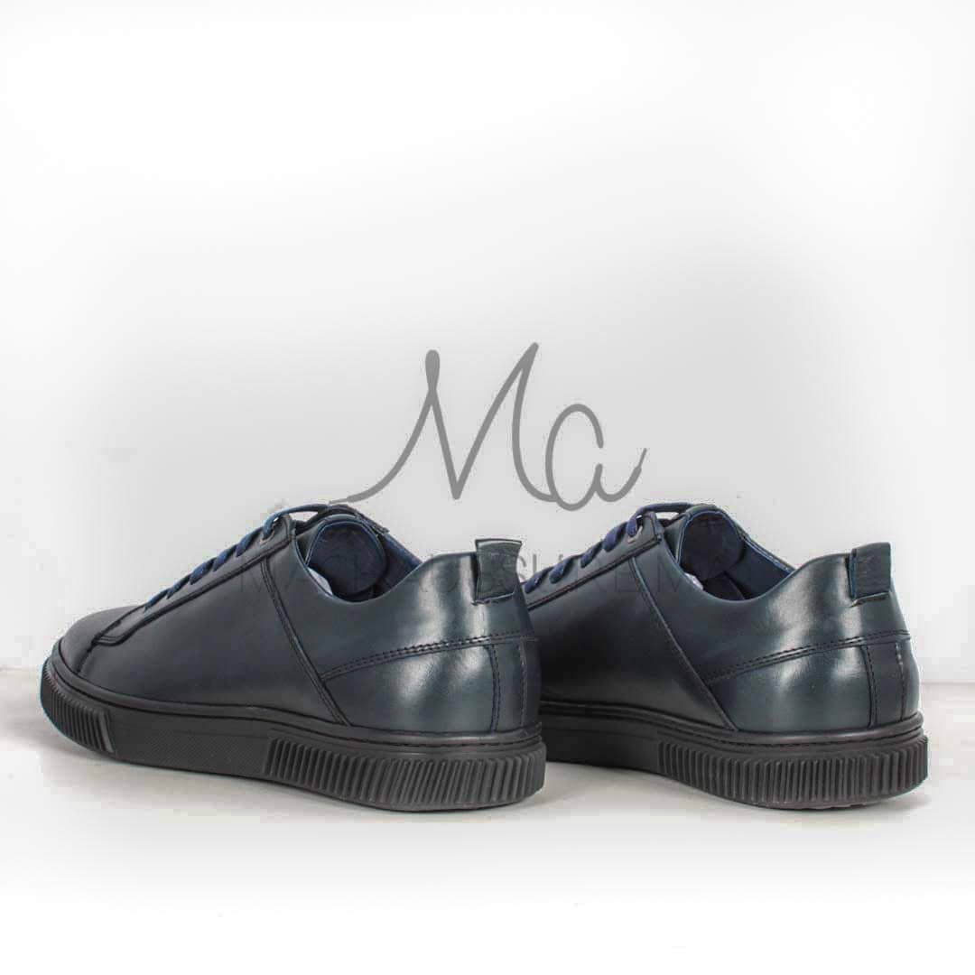 Asher Baskets Basses en cuir - Bleu.