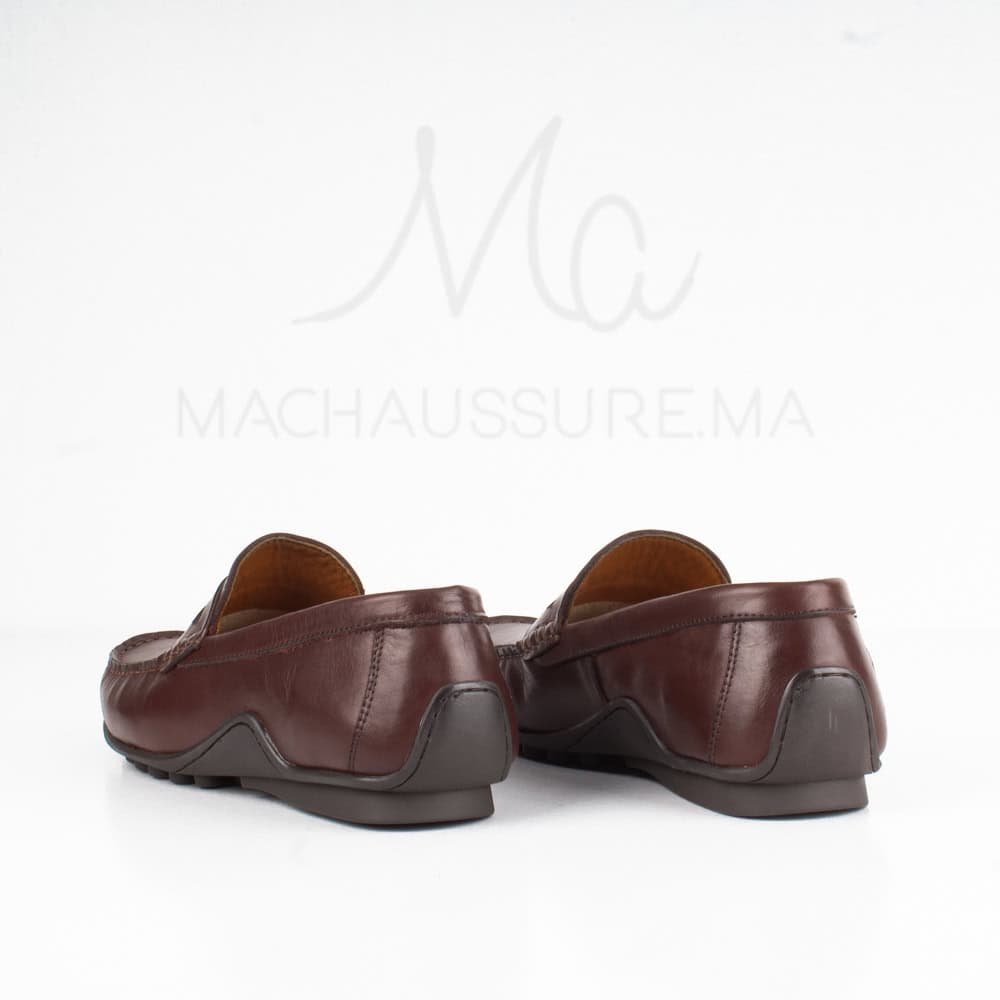 Azuro - Mocassins Hommes en Cuir Marron.