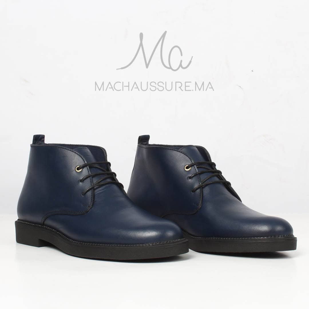 BOOTS Hommes en cuir-Bleu.