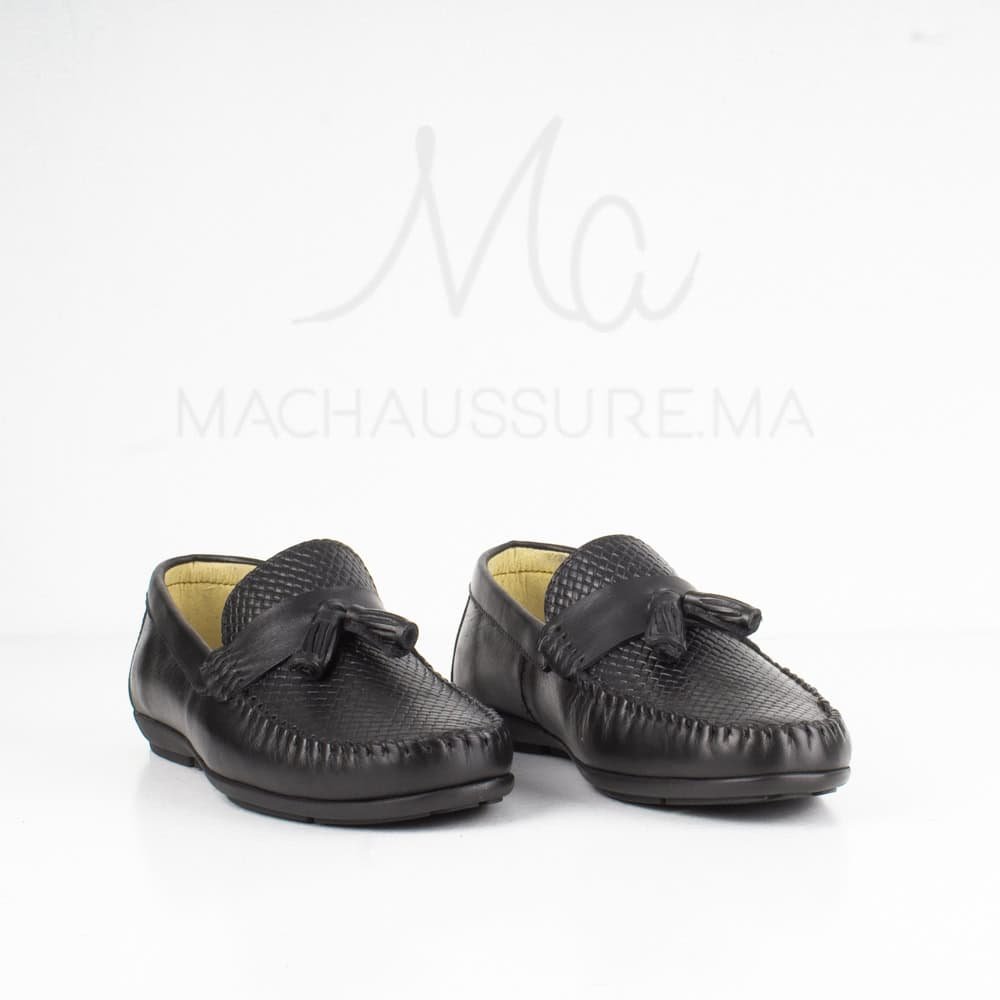 Mistral - Mocassins Hommes en Cuir Noir.
