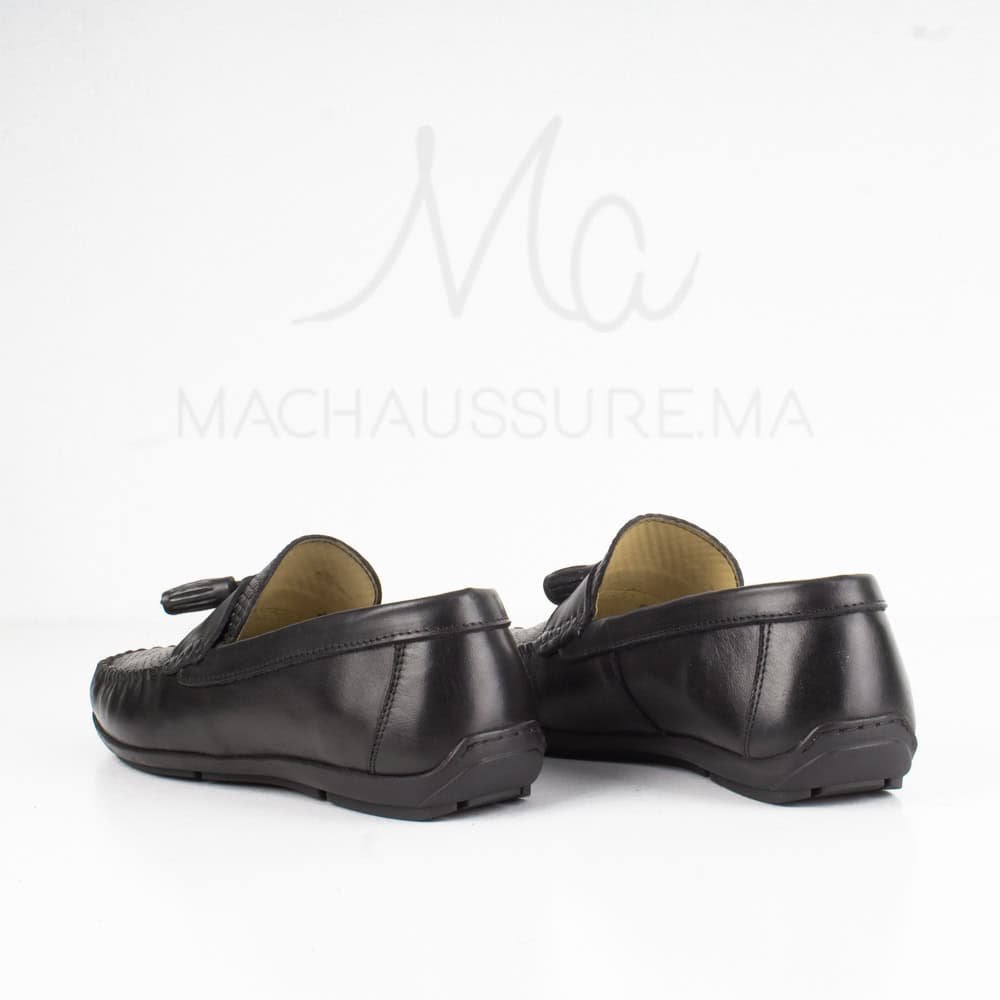 Mistral - Mocassins Hommes en Cuir Noir.