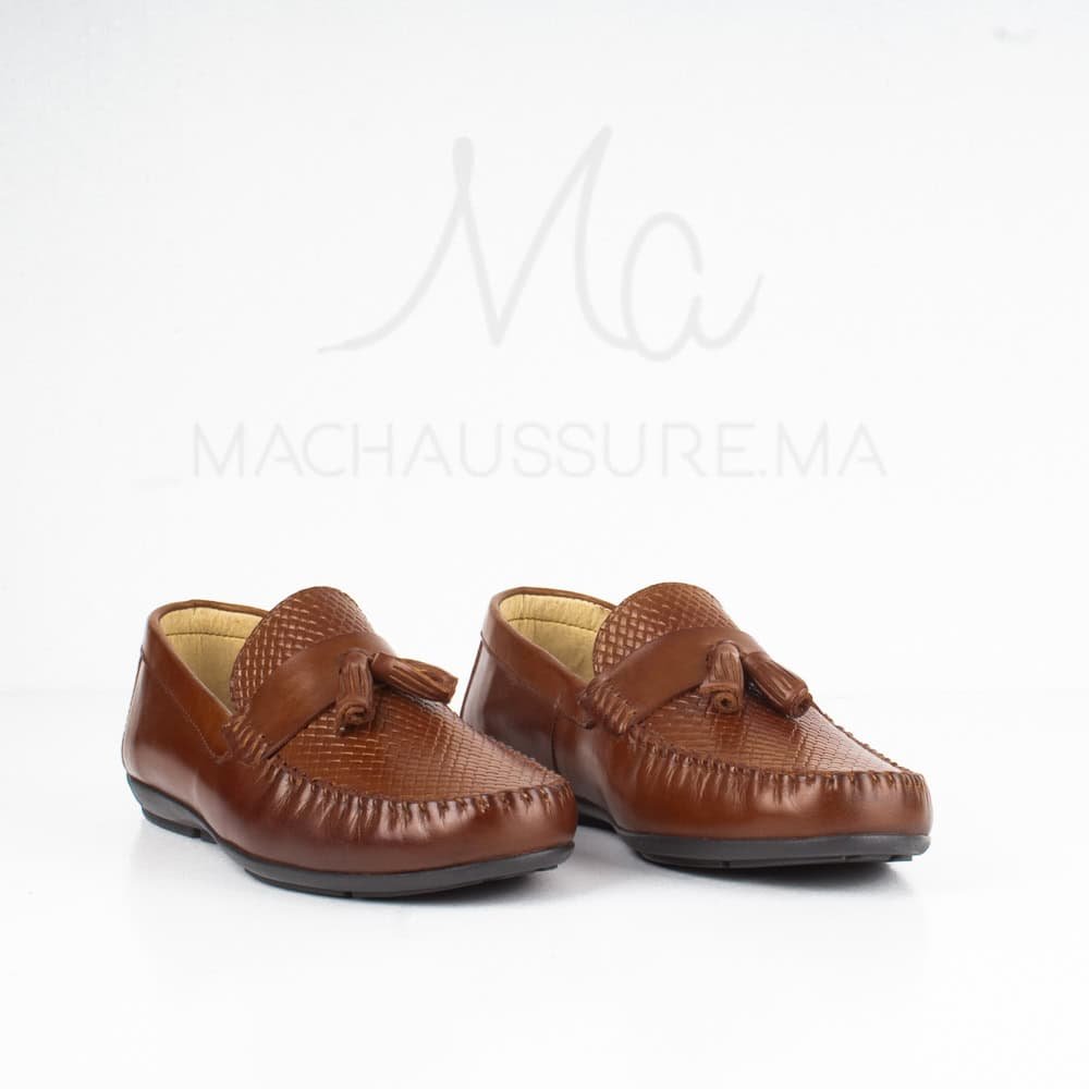 Mistral - Mocassins Hommes en Cuir Tabac.