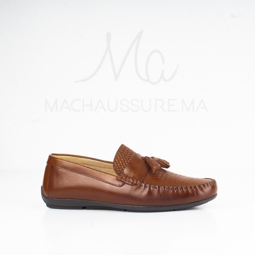 Mistral - Mocassins Hommes en Cuir Tabac.