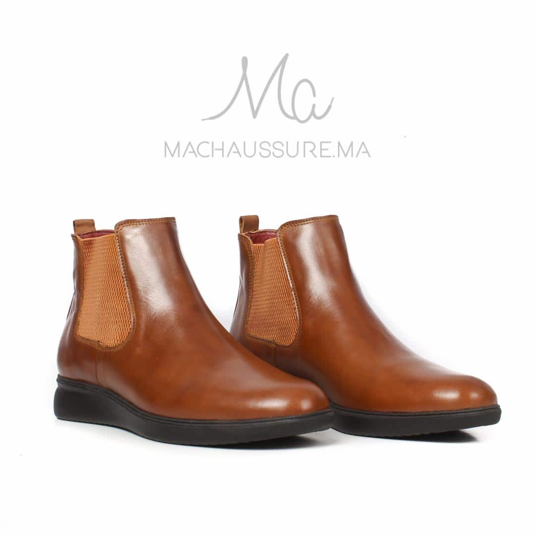 BRIGHTON - BOOTS Cuir Hommes -Tabac.