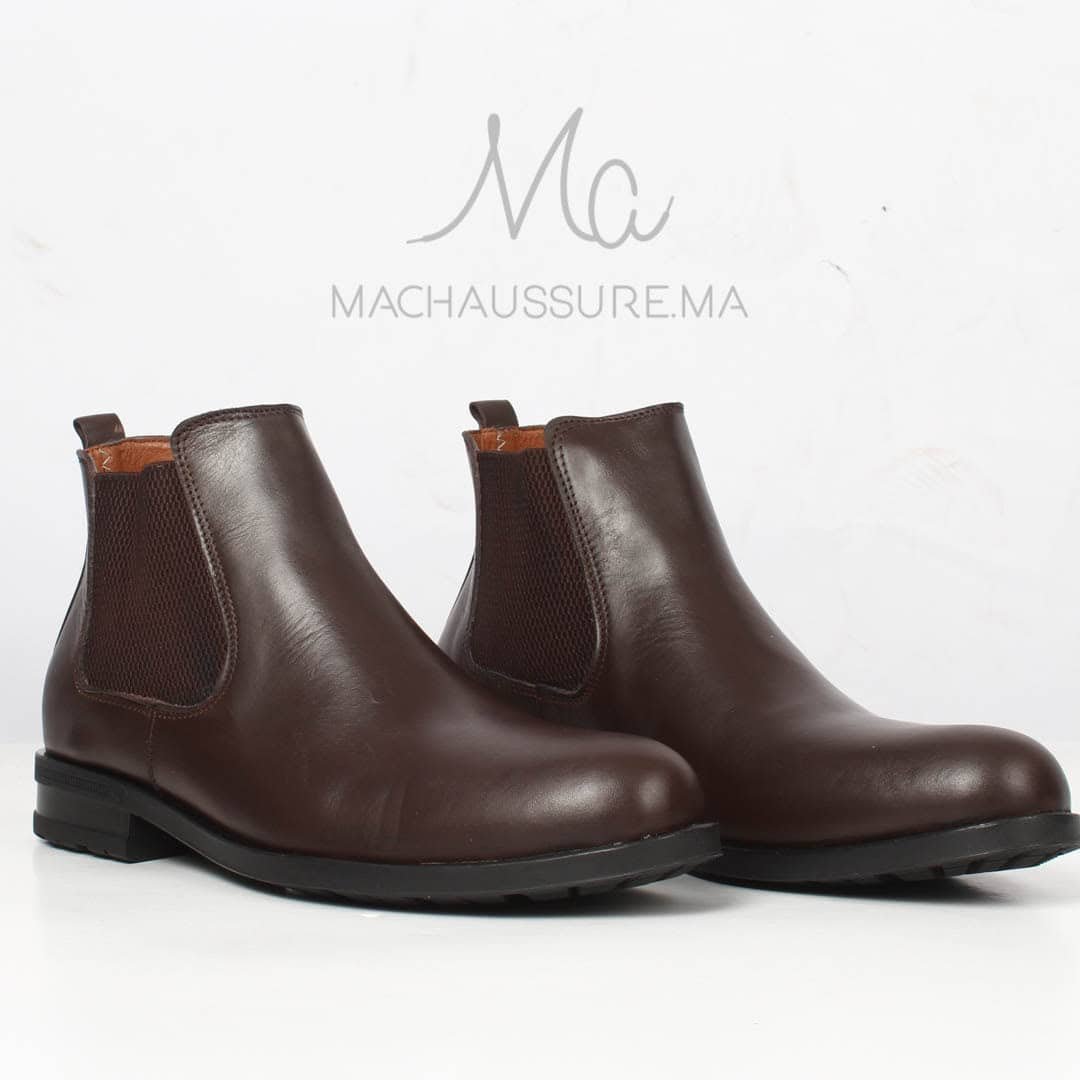 CHELSEA - Bottines en Cuir Marron.