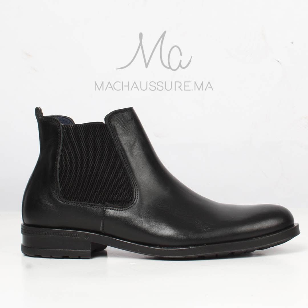 CHELSEA - Bottines en Cuir Noir.