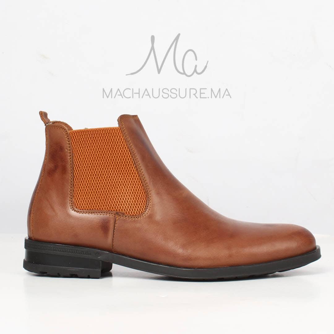 CHELSEA - Bottines en Cuir Tabac.