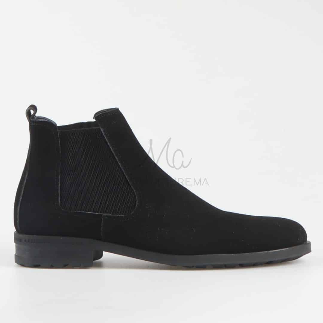 CHELSEA - Bottines en Daim Noir.
