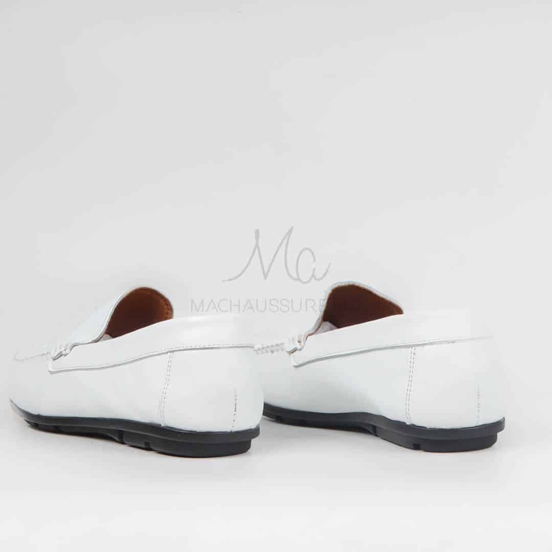 SOSTIAS – Mocassins 100 % Cuir en Blanc.