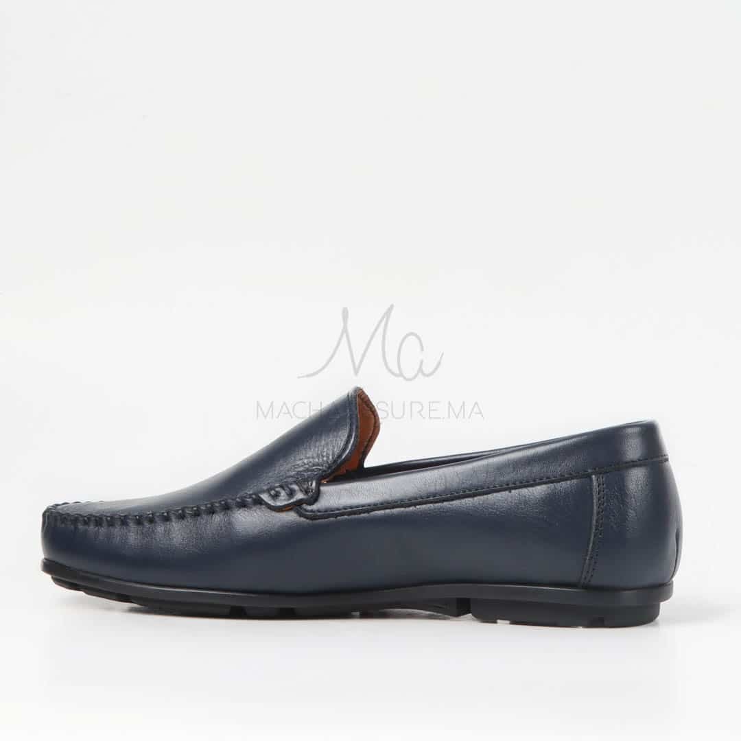 SOSTIAS - Mocassins 100 % Cuir en Bleu.