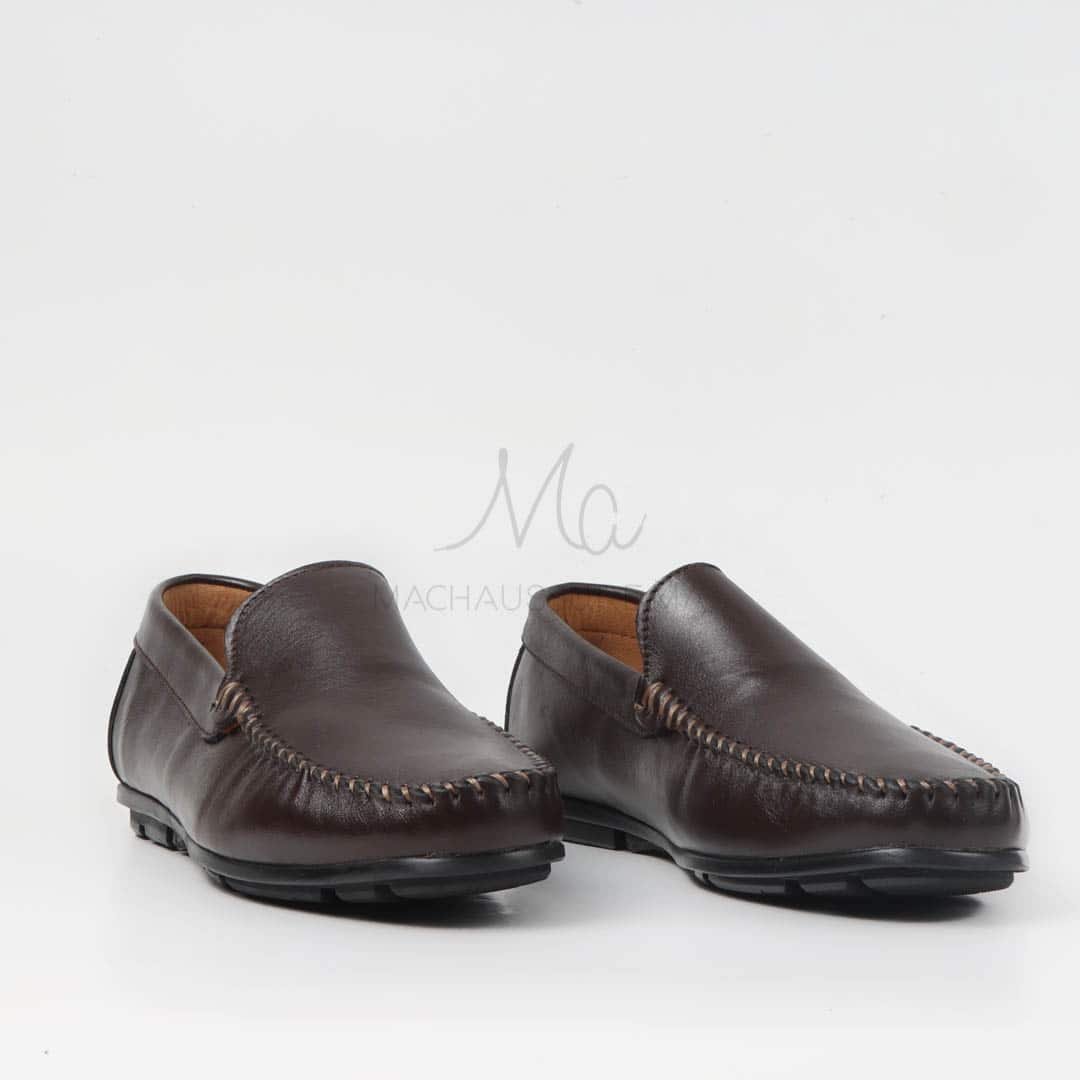 SOSTIAS - Mocassins 100 % Cuir en Marron.