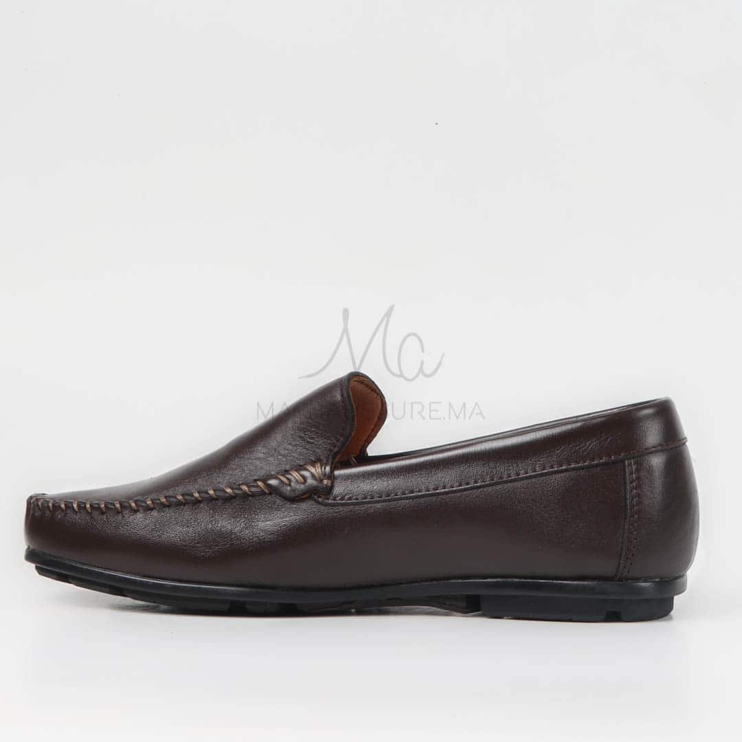 SOSTIAS - Mocassins 100 % Cuir en Marron.