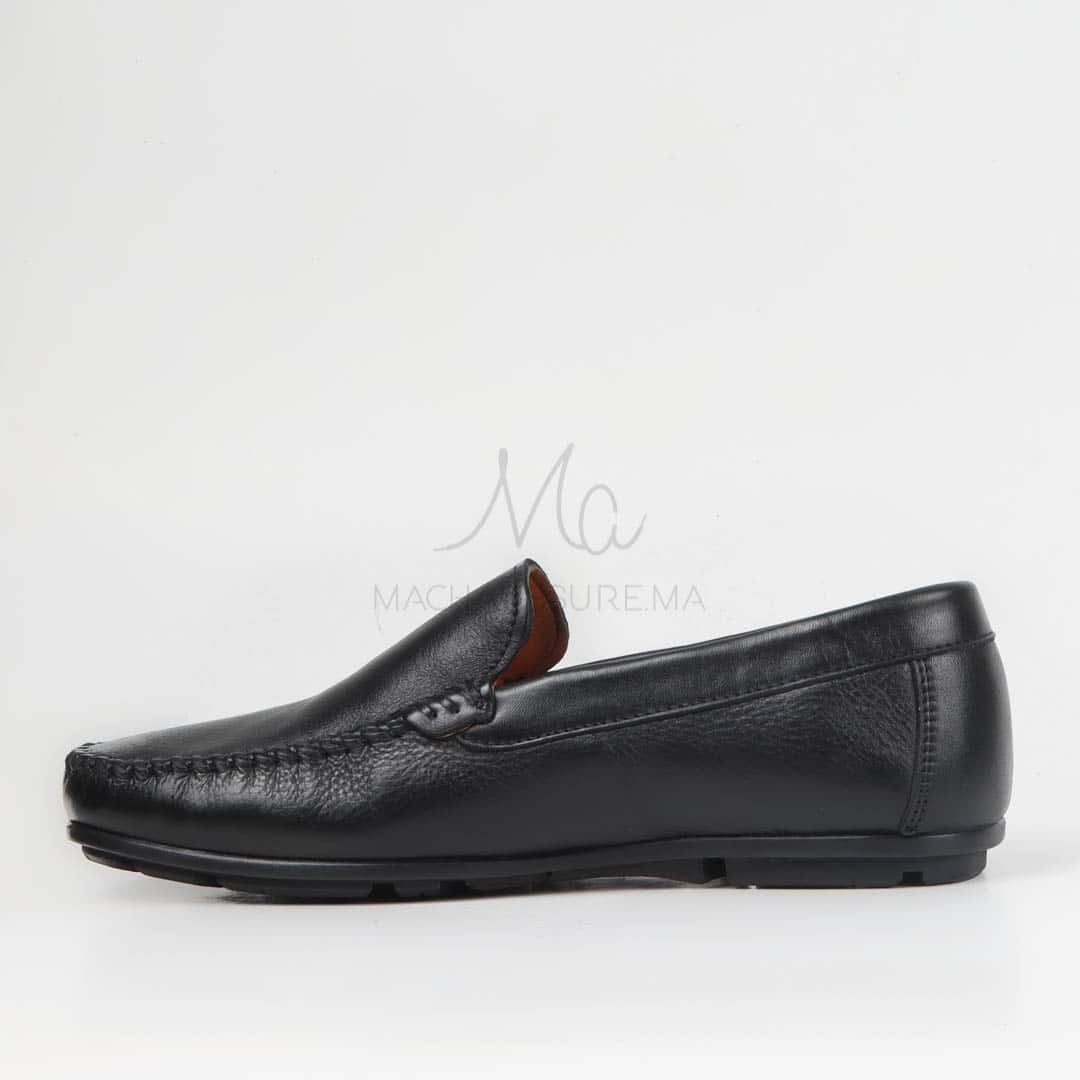 SOSTIAS - Mocassins 100 % Cuir en Noir.