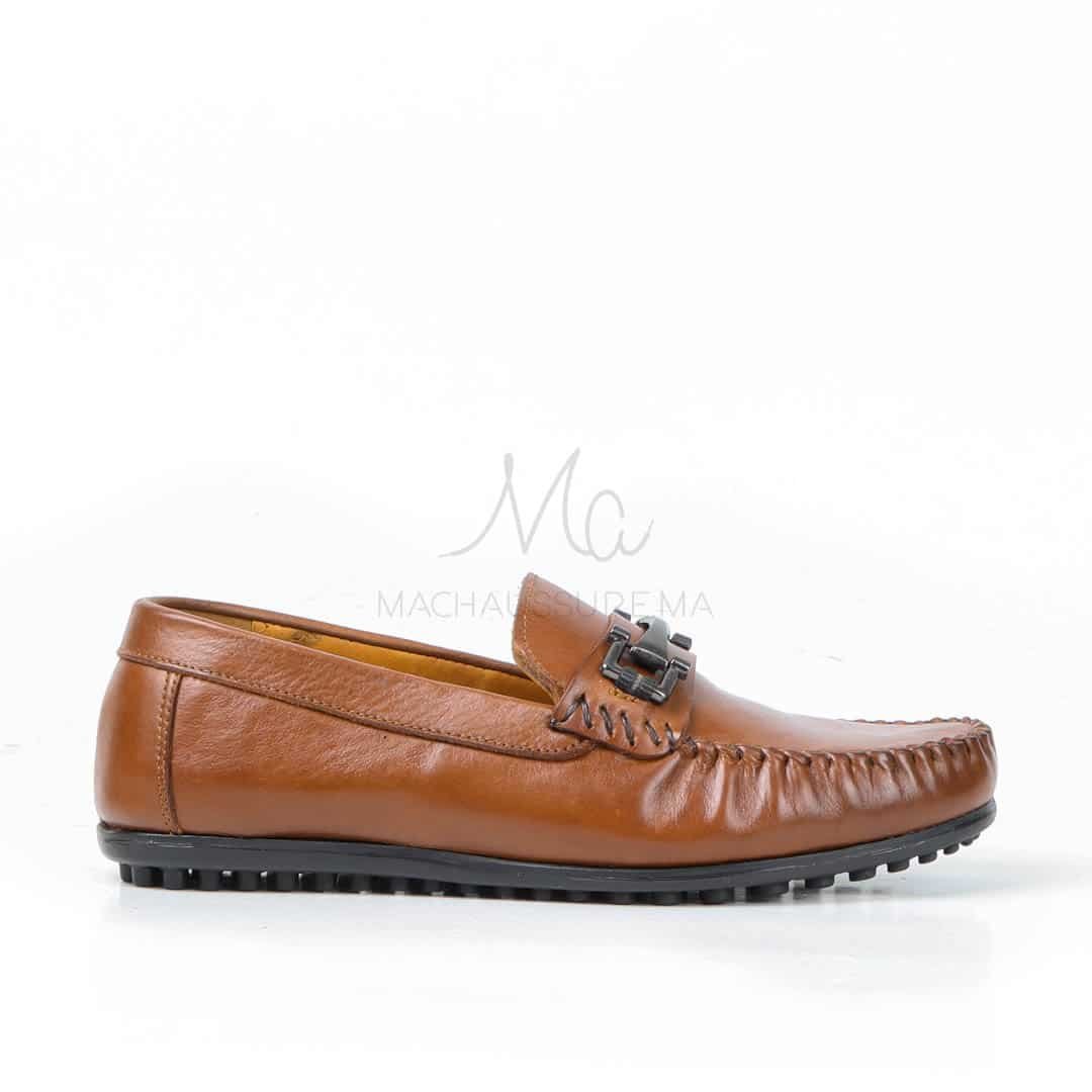 ONIAS - Mocassins 100% CUIR en Tabac.