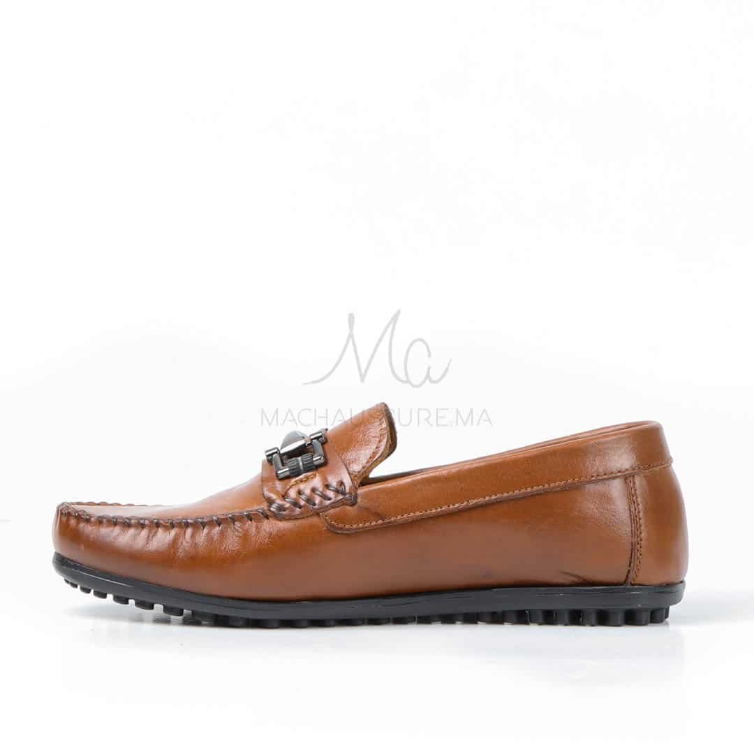 ONIAS - Mocassins 100% CUIR en Tabac.